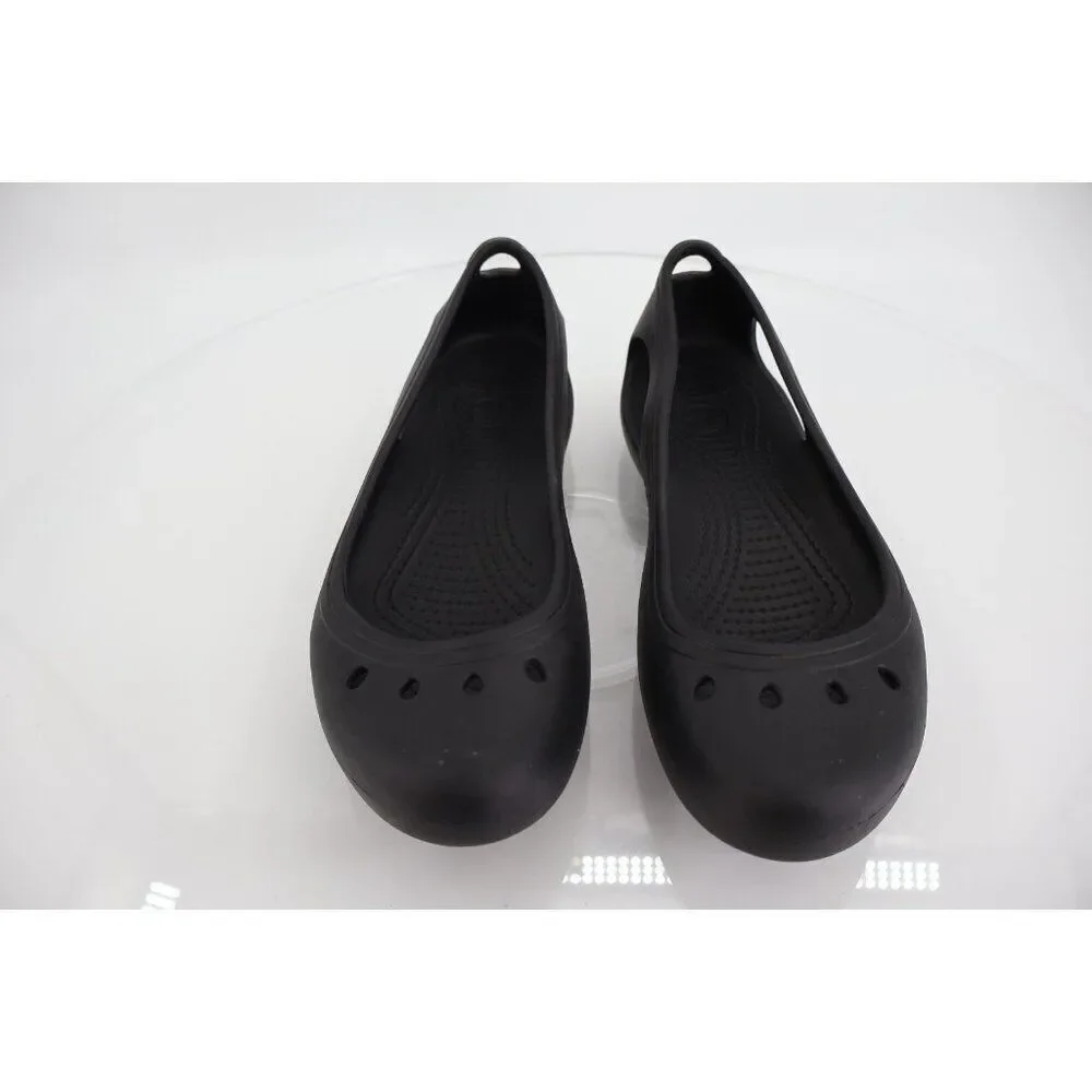 CROCS Women's Kadee Flats Size 7 Slingback Shoe Black Rubber Slip On Vented